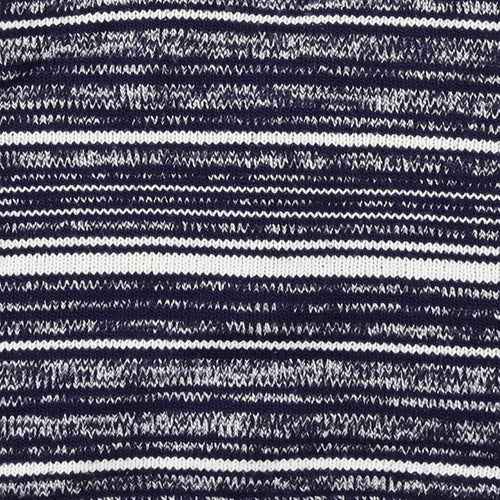 Per Una Womens Blue Round Neck Striped Acrylic Cardigan Jumper Size M
