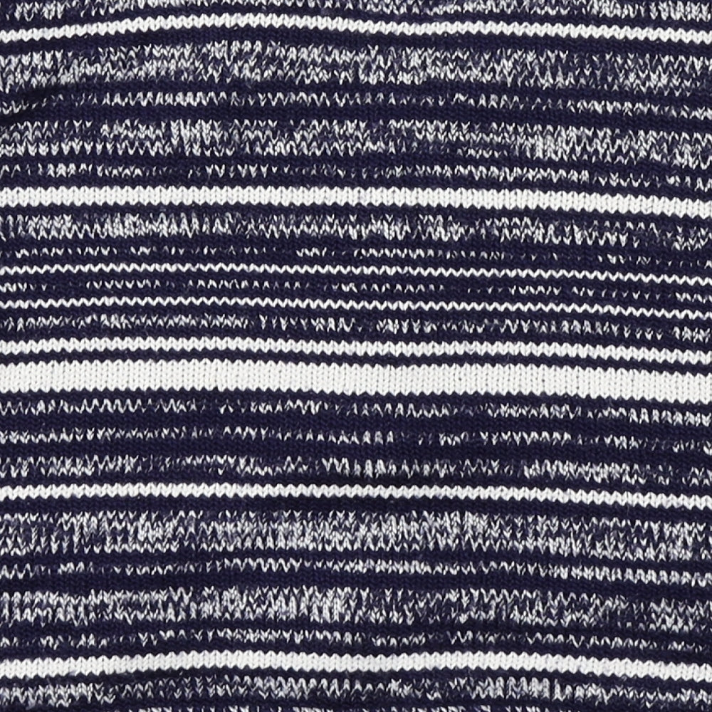 Per Una Womens Blue Round Neck Striped Acrylic Cardigan Jumper Size M
