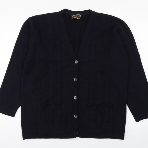 Straven Womens Blue V-Neck  Wool Cardigan Jumper Size M