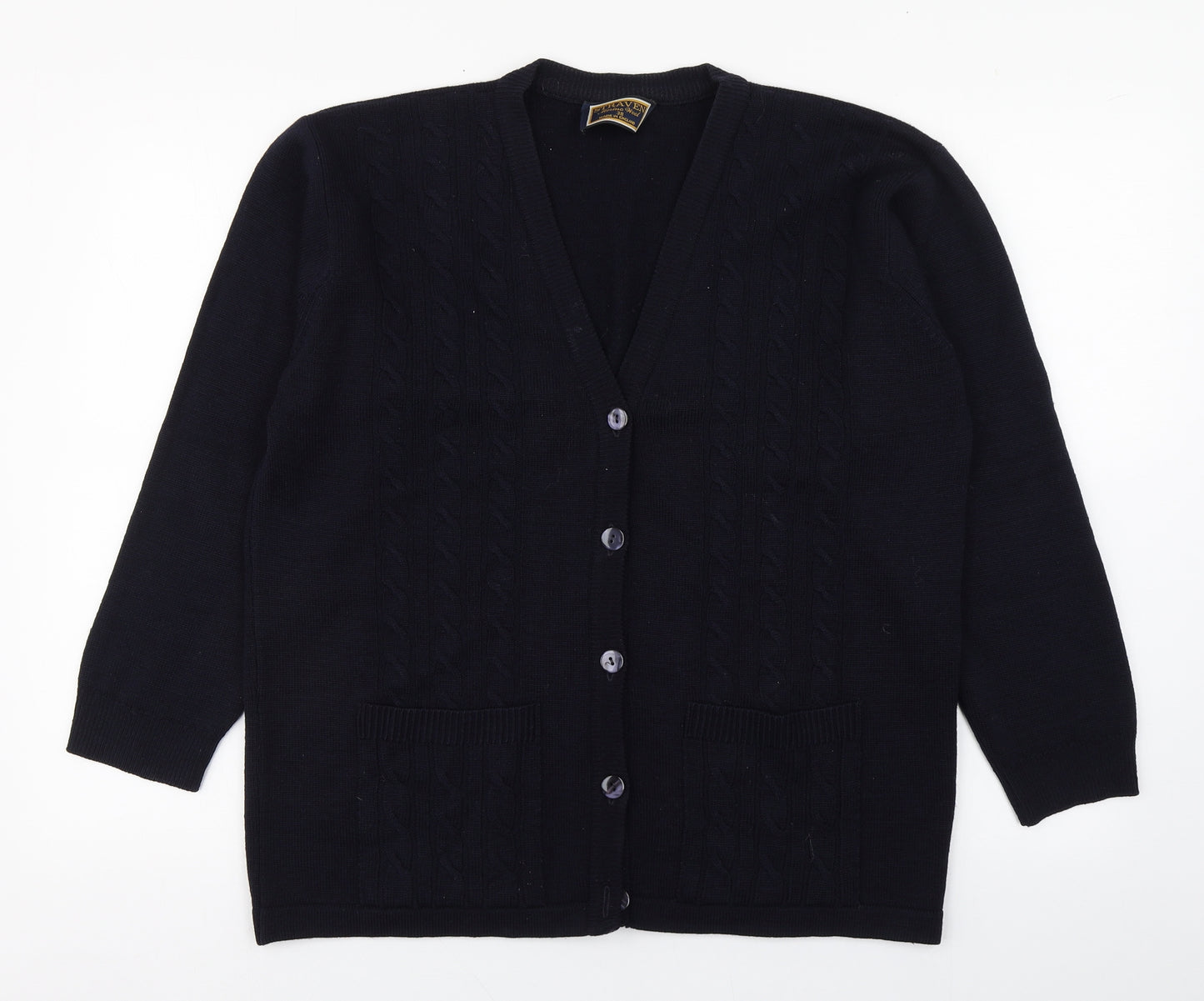 Straven Womens Blue V-Neck  Wool Cardigan Jumper Size M