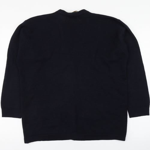 Straven Womens Blue V-Neck  Wool Cardigan Jumper Size M