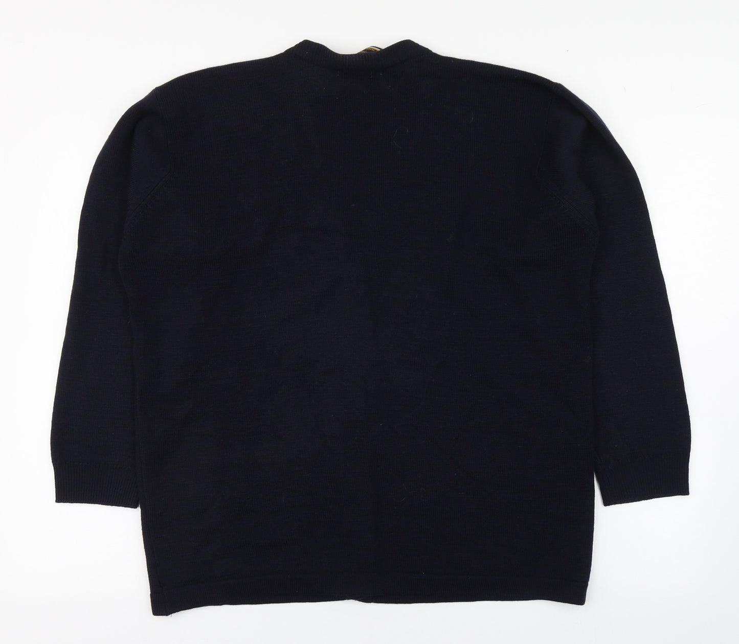 Straven Womens Blue V-Neck  Wool Cardigan Jumper Size M