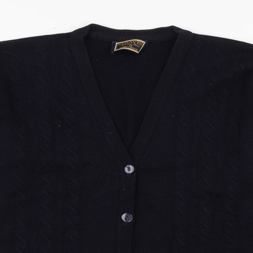 Straven Womens Blue V-Neck  Wool Cardigan Jumper Size M