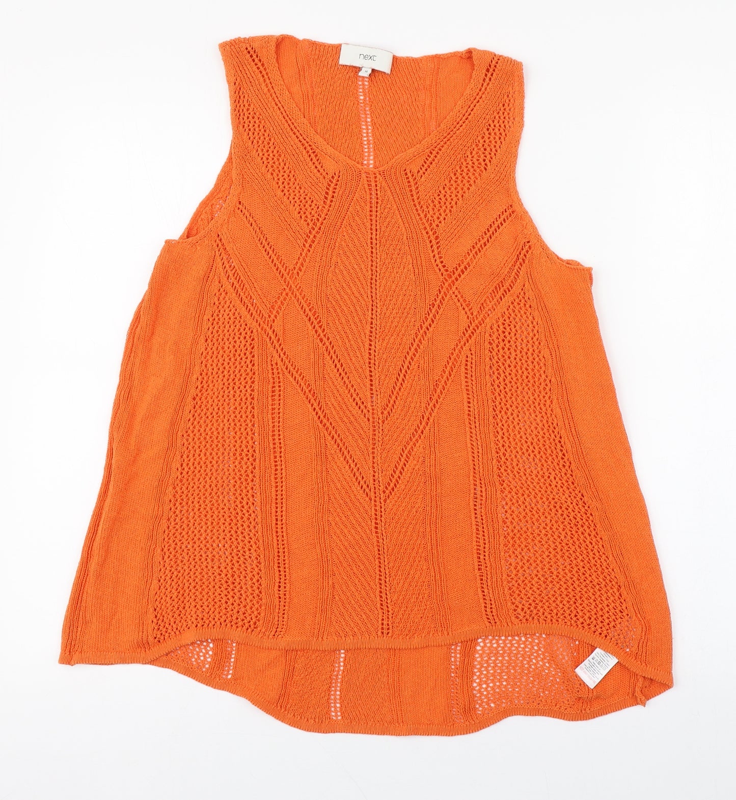 NEXT Womens Orange  Cotton Basic Tank Size 16 Round Neck