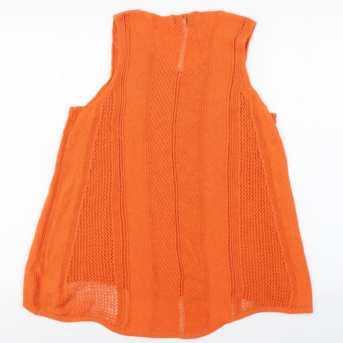 NEXT Womens Orange  Cotton Basic Tank Size 16 Round Neck