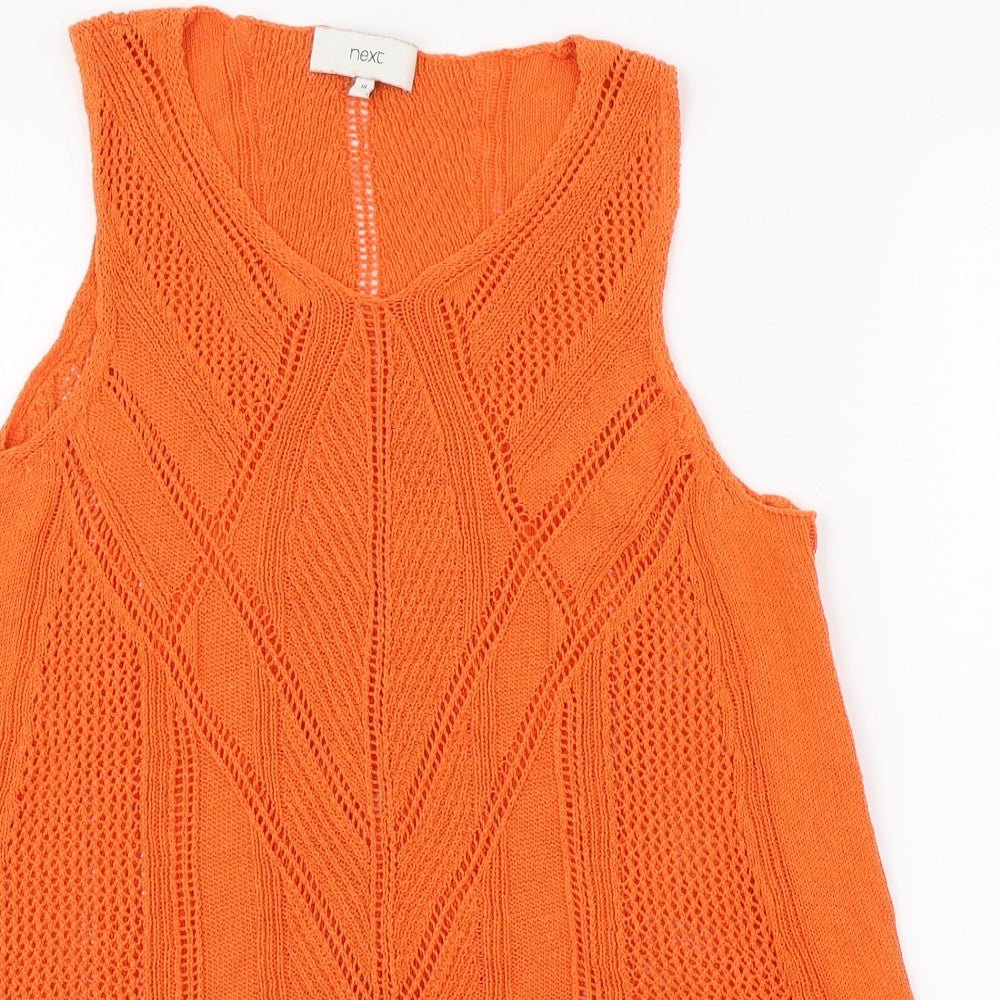 NEXT Womens Orange  Cotton Basic Tank Size 16 Round Neck