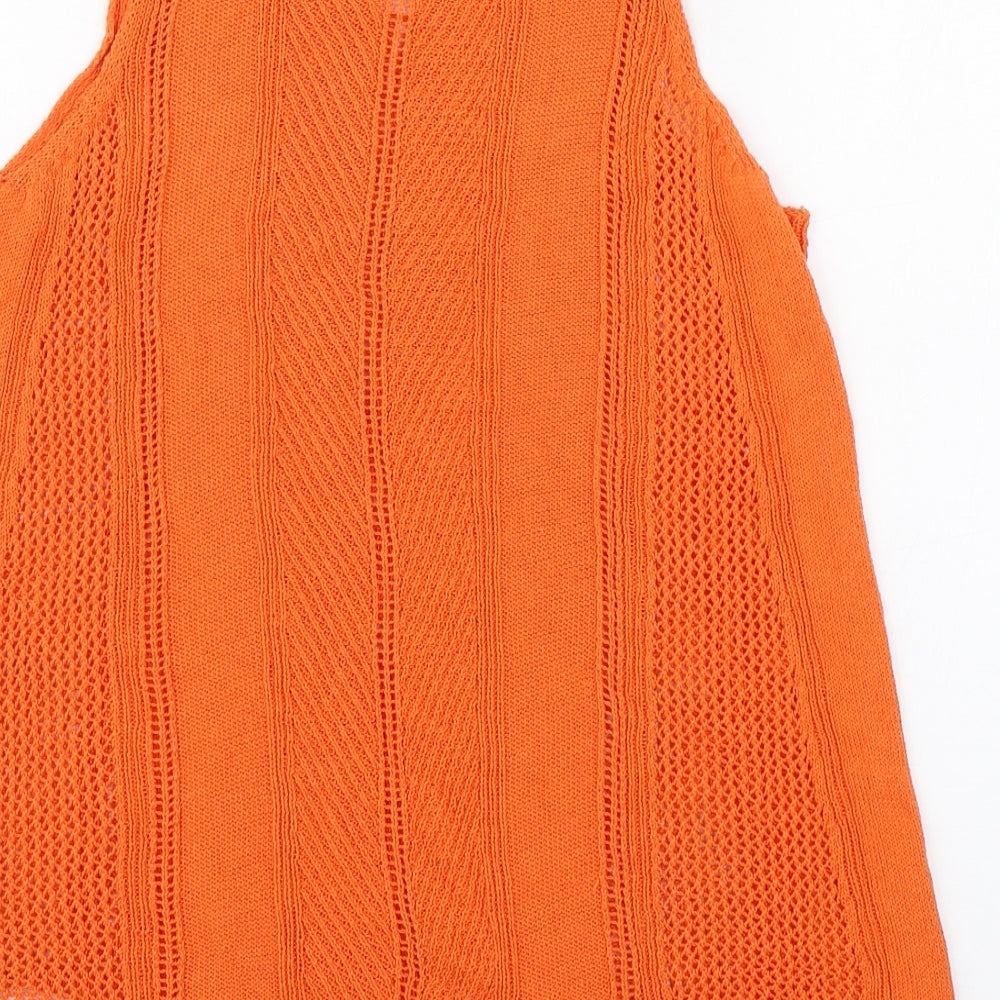NEXT Womens Orange  Cotton Basic Tank Size 16 Round Neck