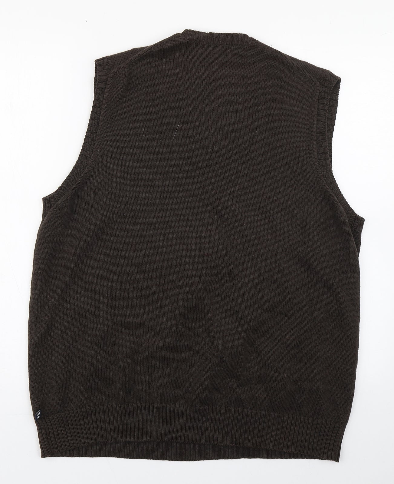 Marks and Spencer Mens Brown V-Neck  Cotton Vest Jumper Size M