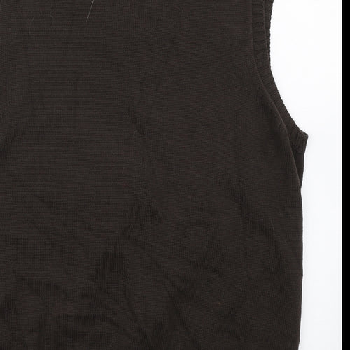 Marks and Spencer Mens Brown V-Neck  Cotton Vest Jumper Size M