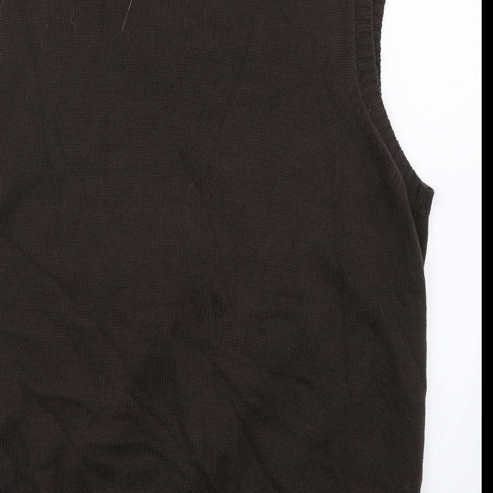 Marks and Spencer Mens Brown V-Neck  Cotton Vest Jumper Size M