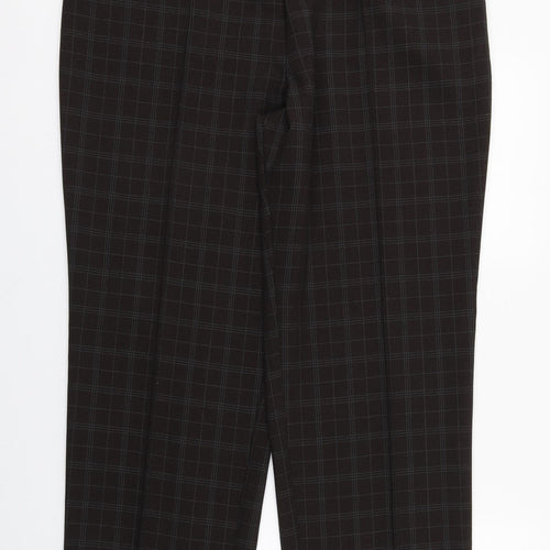 Marks and Spencer Womens Blue Plaid Polyester Trousers  Size 18 L27 in Regular