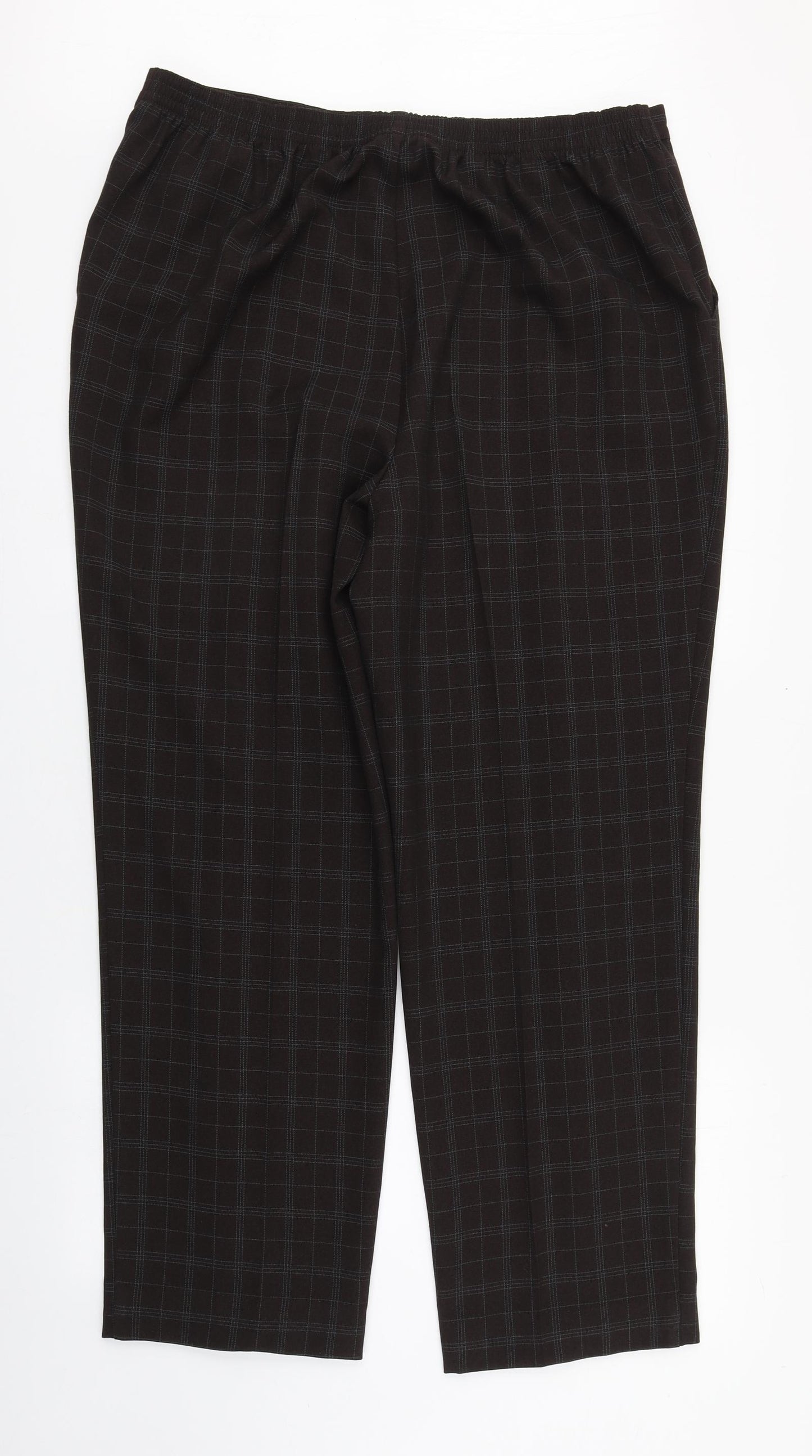 Marks and Spencer Womens Blue Plaid Polyester Trousers  Size 18 L27 in Regular