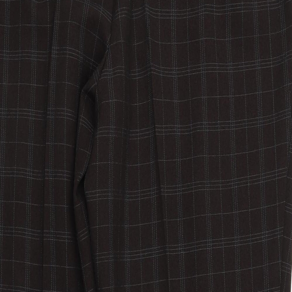 Marks and Spencer Womens Blue Plaid Polyester Trousers  Size 18 L27 in Regular