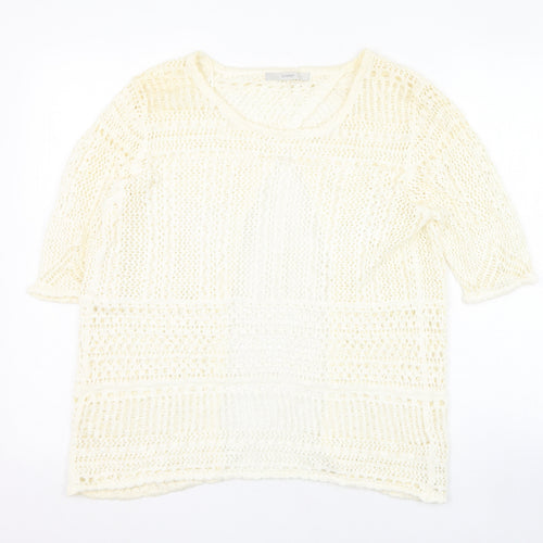 George Womens Ivory Round Neck  Cotton Pullover Jumper Size 10