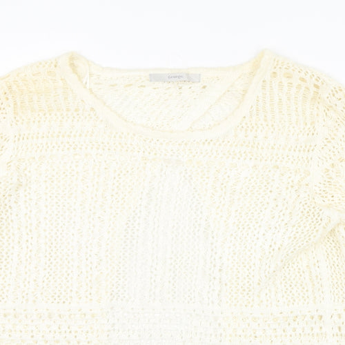 George Womens Ivory Round Neck  Cotton Pullover Jumper Size 10