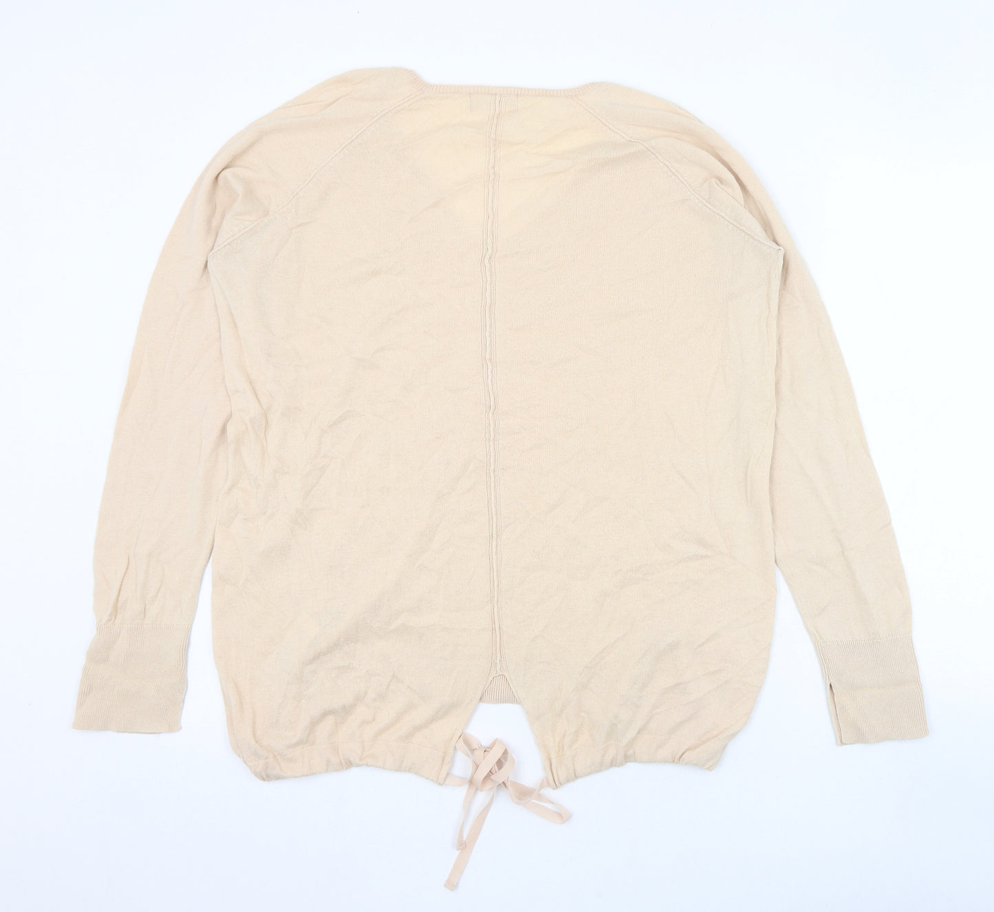 Marks and Spencer Womens Beige V-Neck  Cotton Pullover Jumper Size 12
