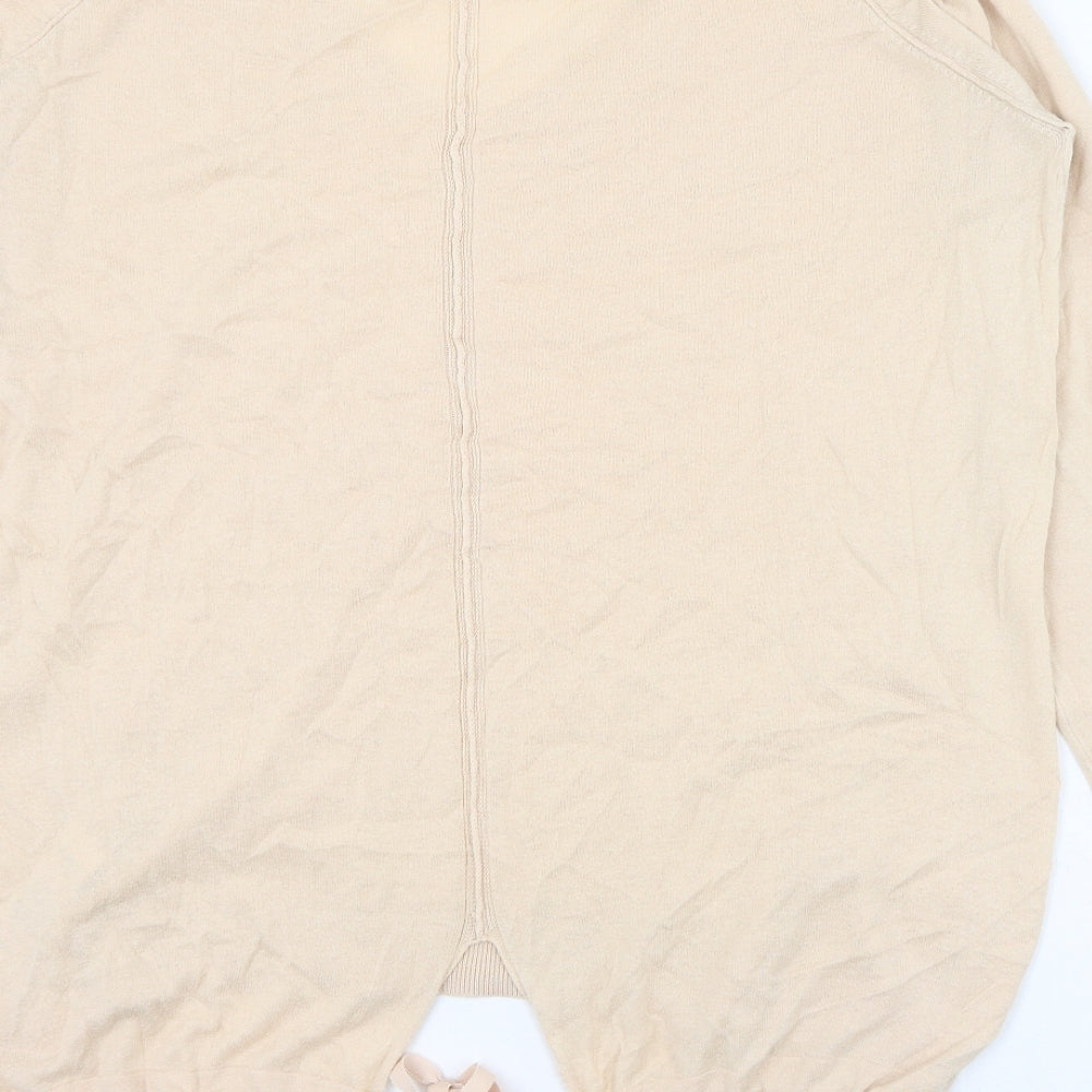 Marks and Spencer Womens Beige V-Neck  Cotton Pullover Jumper Size 12