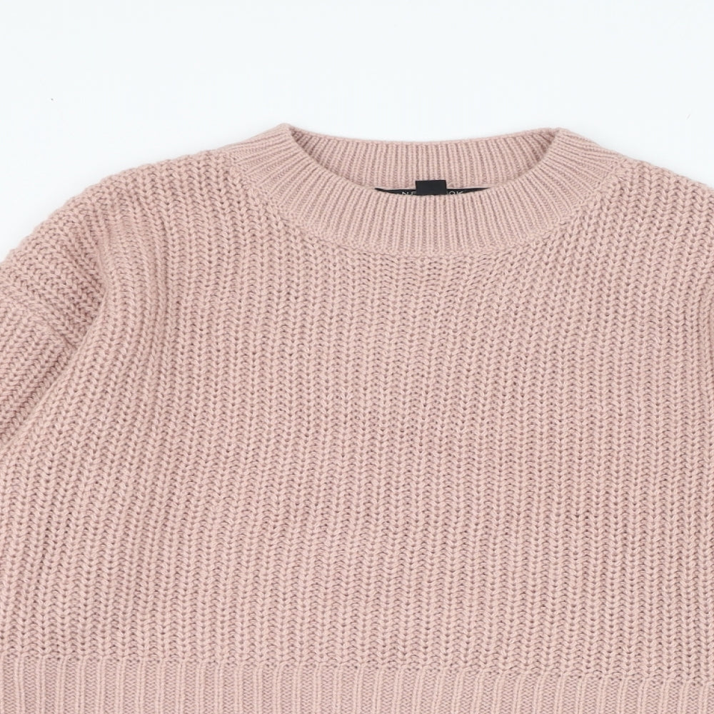 New Look Girls Pink Round Neck  Acrylic Pullover Jumper Size 12-13 Years  Pullover