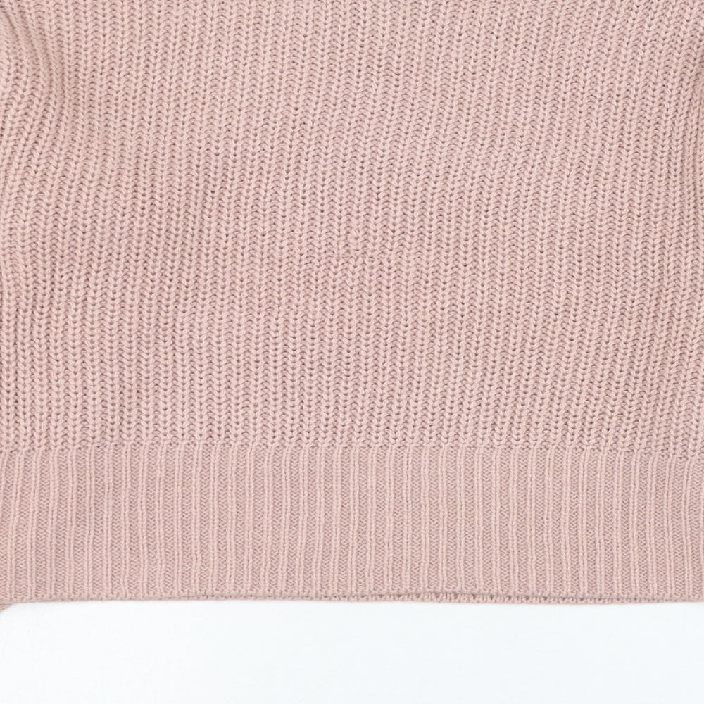 New Look Girls Pink Round Neck  Acrylic Pullover Jumper Size 12-13 Years  Pullover