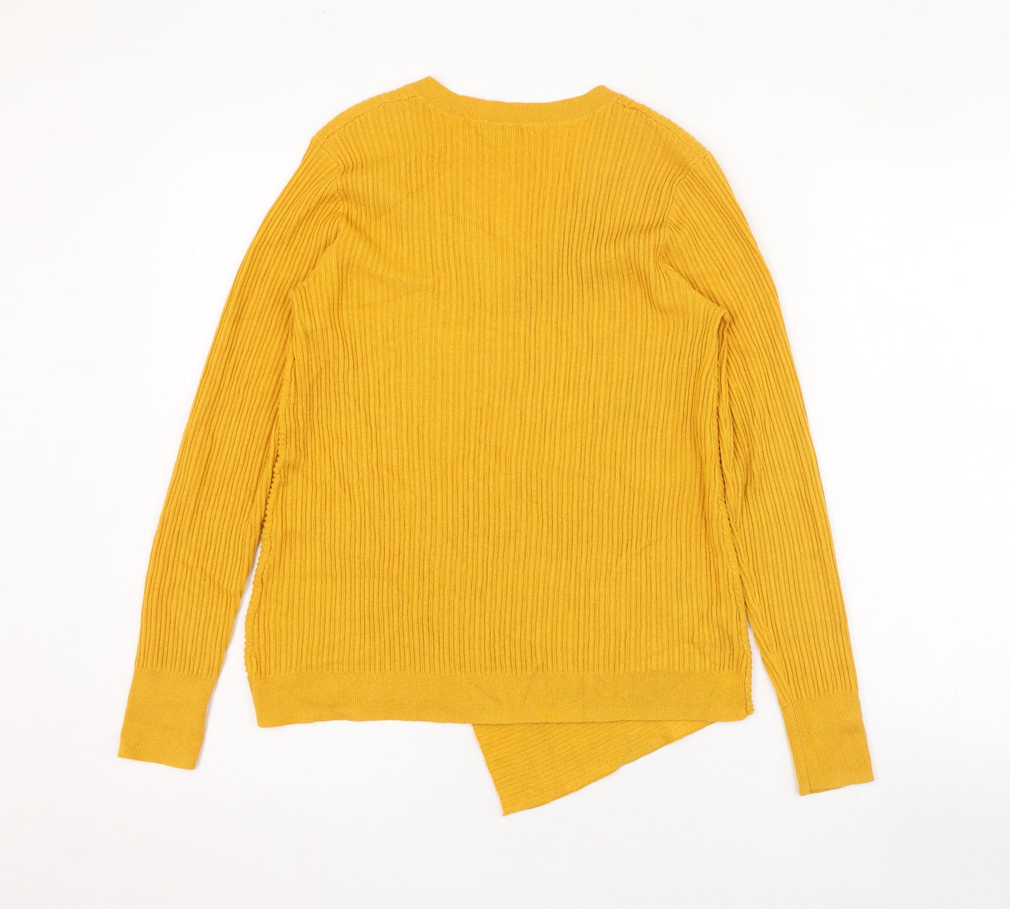 TU Womens Yellow Round Neck  Acrylic Pullover Jumper Size 10