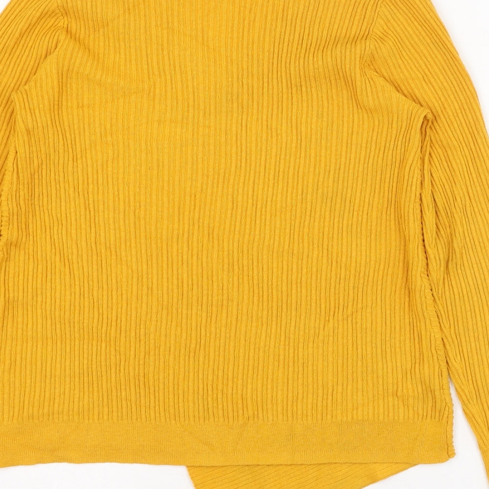 TU Womens Yellow Round Neck  Acrylic Pullover Jumper Size 10