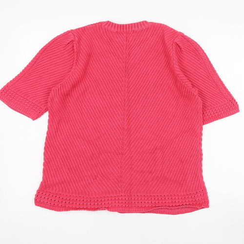 Marks and Spencer Womens Pink Round Neck  Cotton Pullover Jumper Size 16