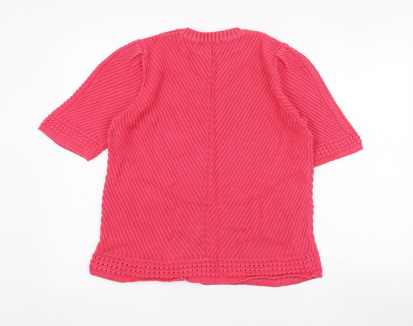 Marks and Spencer Womens Pink Round Neck  Cotton Pullover Jumper Size 16