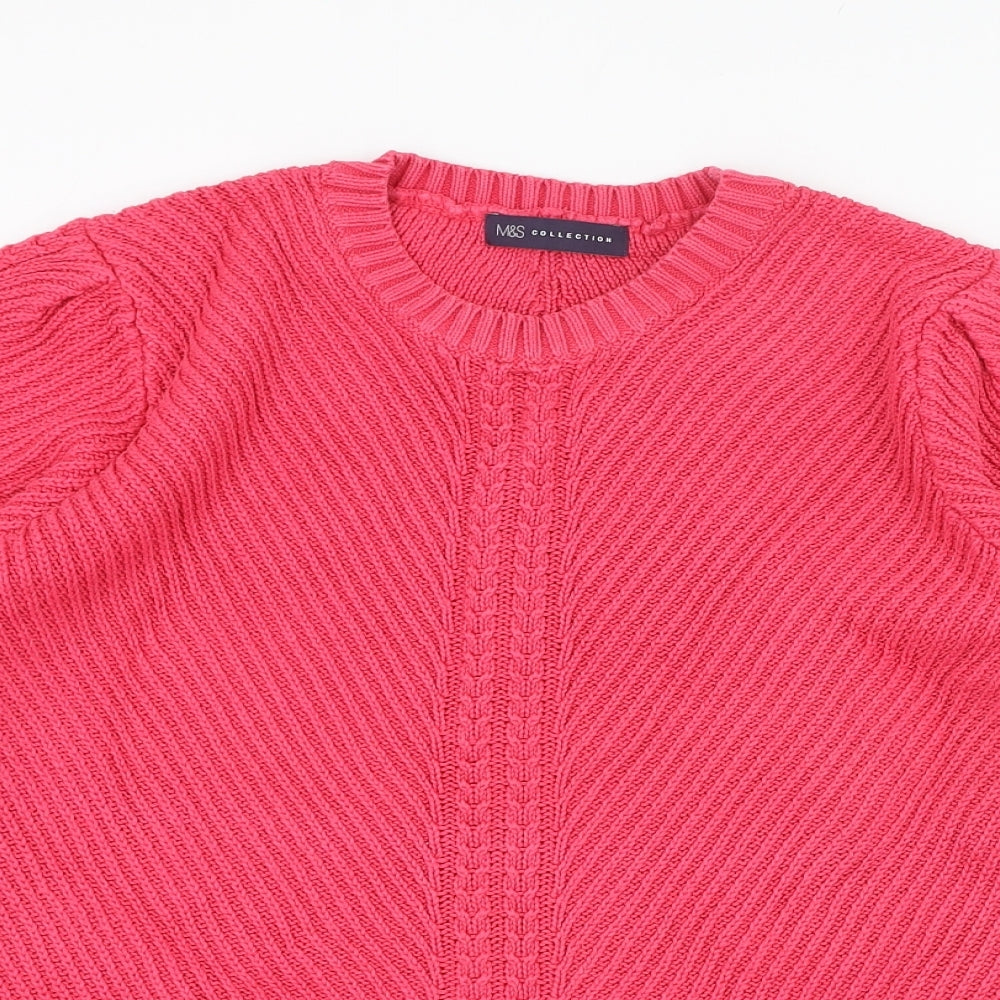 Marks and Spencer Womens Pink Round Neck  Cotton Pullover Jumper Size 16