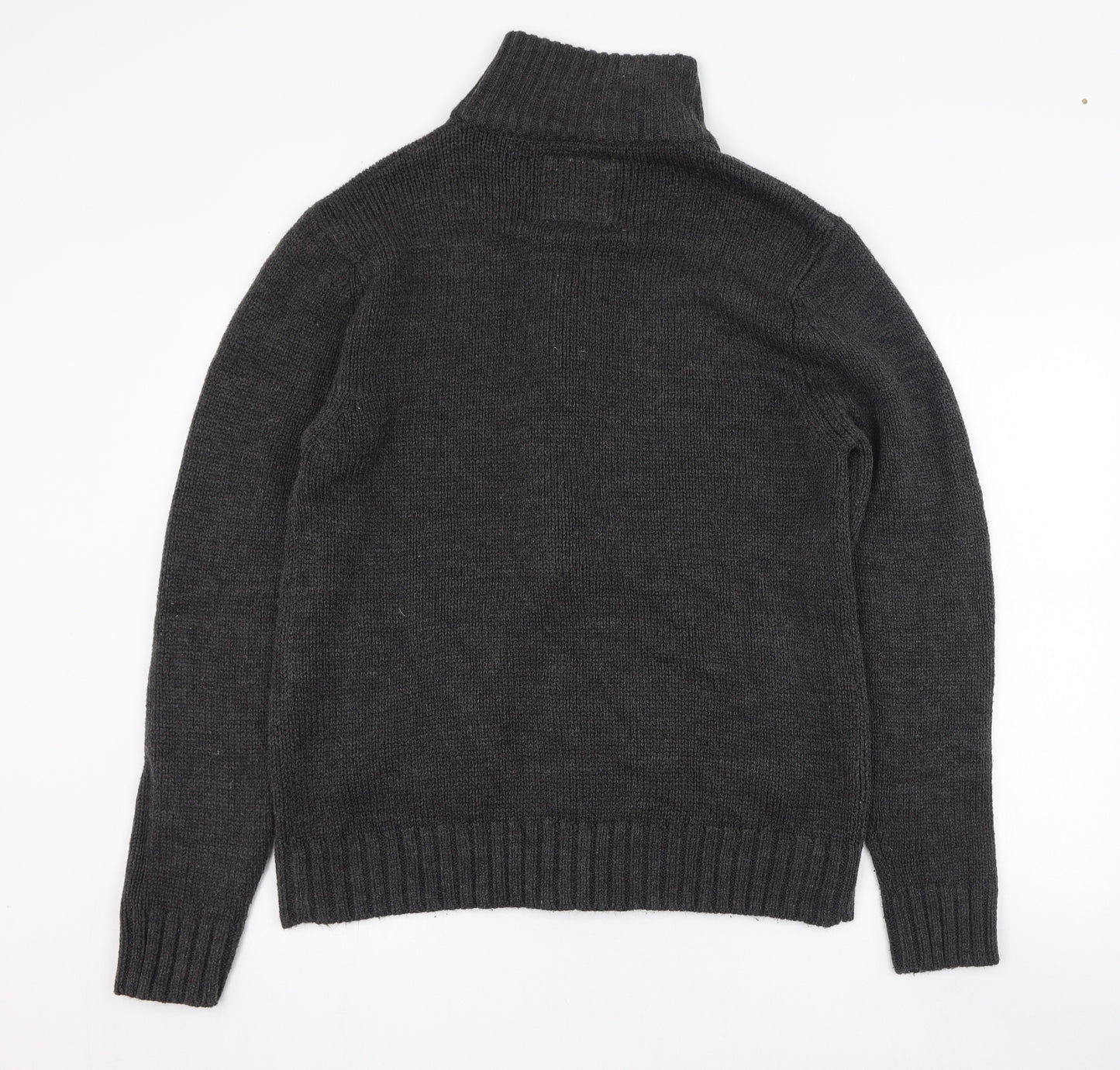 Trail Mens Black Mock Neck  Acrylic Full Zip Jumper Size M