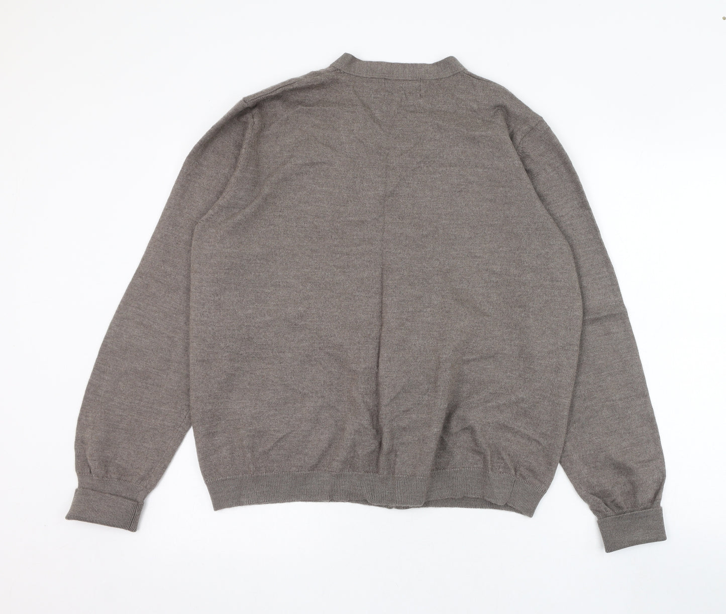 Marks and Spencer Mens Brown V-Neck  Wool Cardigan Jumper Size XL