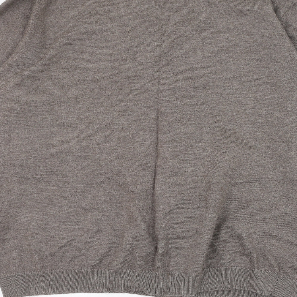 Marks and Spencer Mens Brown V-Neck  Wool Cardigan Jumper Size XL