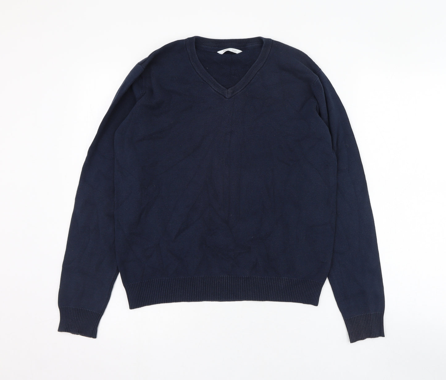 Marks and Spencer Boys Blue V-Neck  Cotton Pullover Jumper Size 12-13 Years  Pullover - School