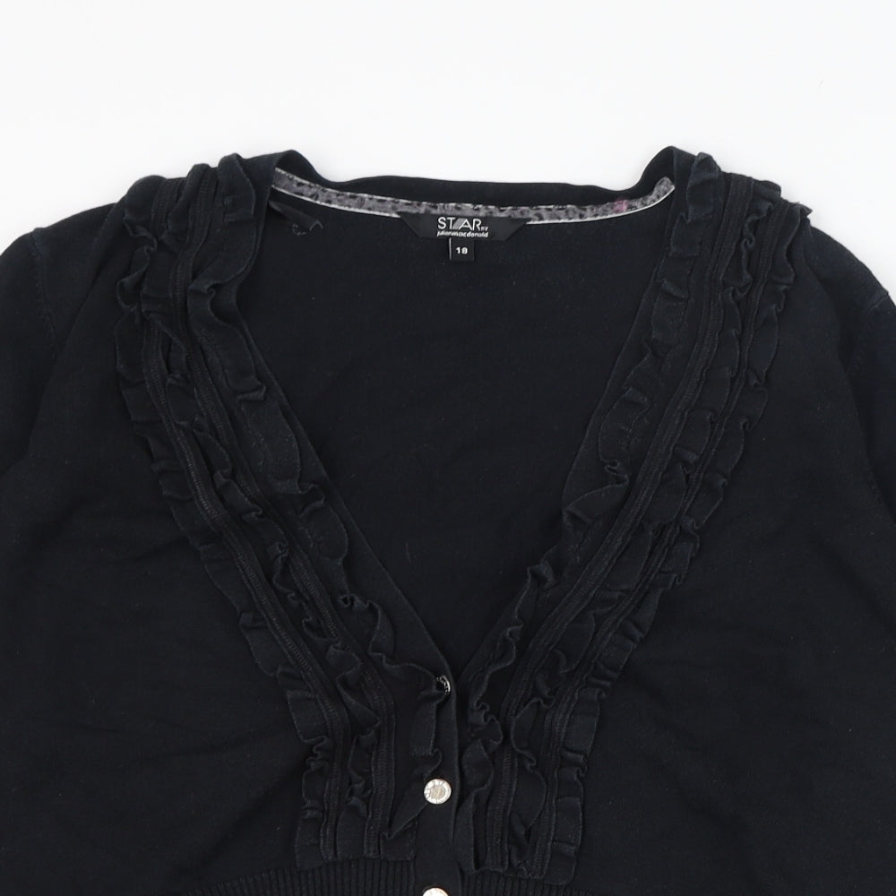 Julien Macdonald Womens Black V-Neck  Polyester Cardigan Jumper Size 18