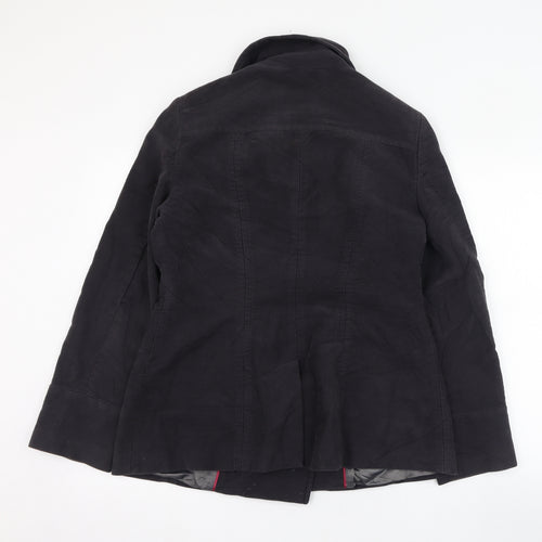 Jigsaw Womens Black   Overcoat Jacket Size L  Button