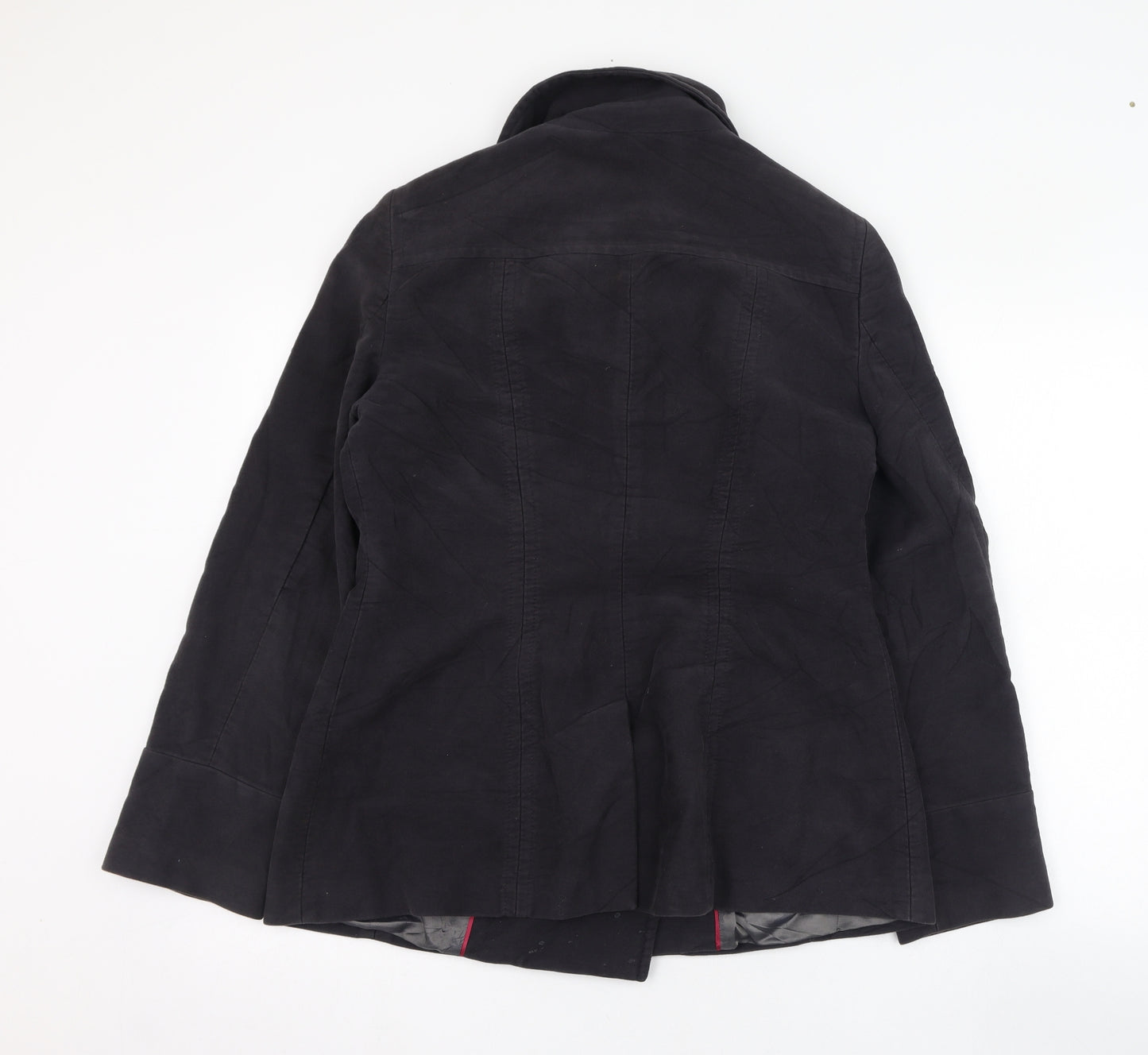Jigsaw Womens Black   Overcoat Jacket Size L  Button