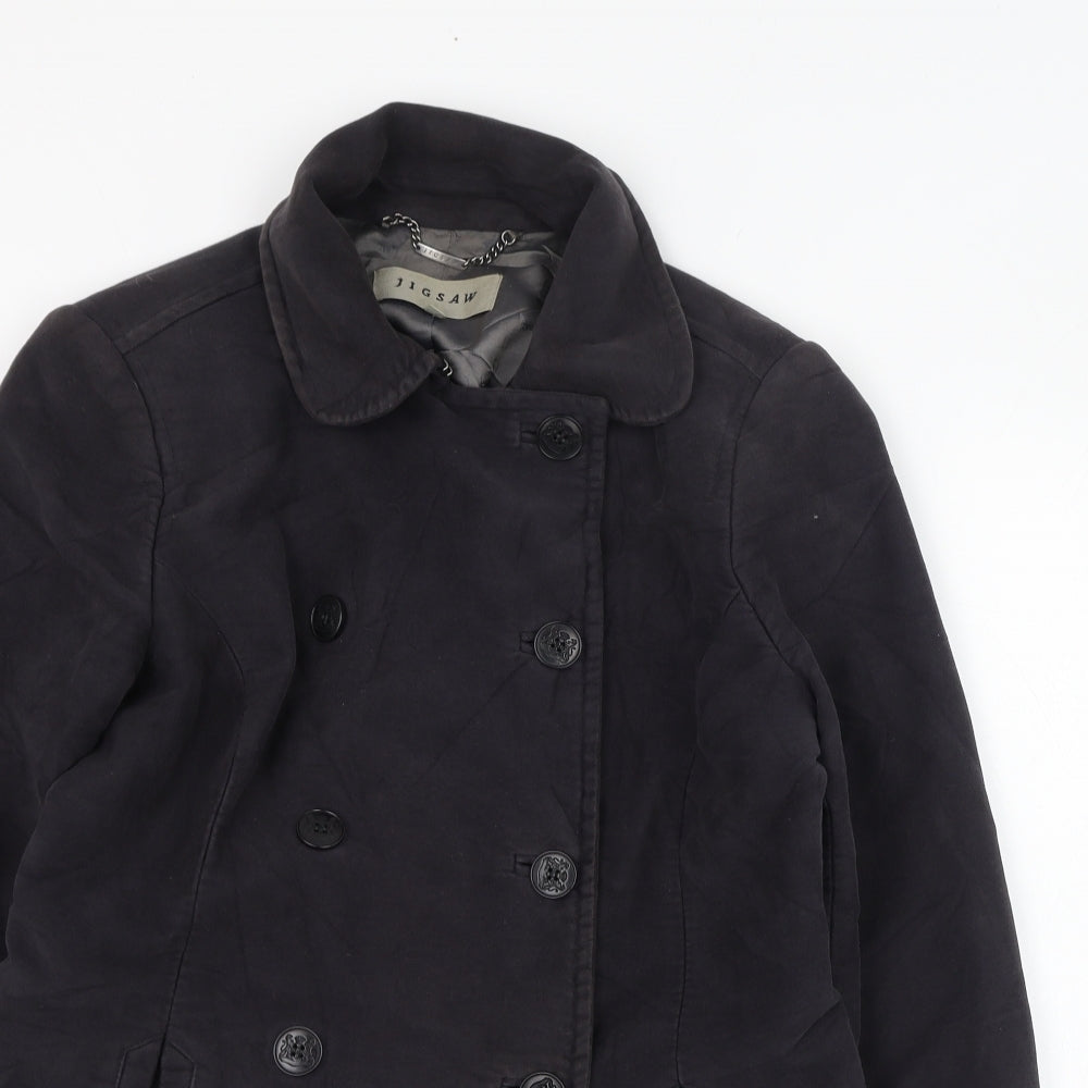 Jigsaw Womens Black   Overcoat Jacket Size L  Button