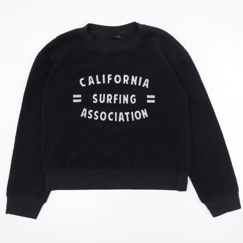Topshop Womens Black  Polyester Pullover Sweatshirt Size 8  Pullover - California Surfing Association