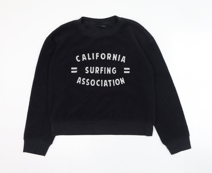 Topshop Womens Black  Polyester Pullover Sweatshirt Size 8  Pullover - California Surfing Association