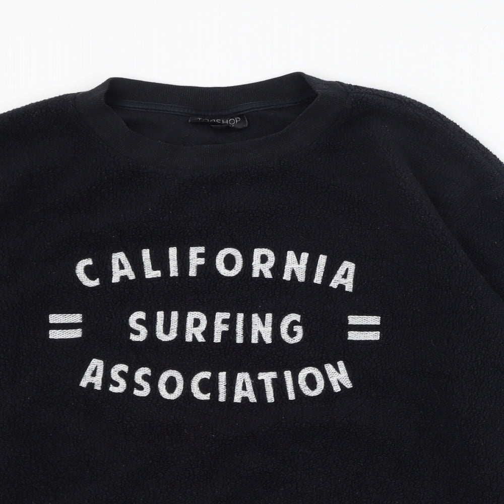 Topshop Womens Black  Polyester Pullover Sweatshirt Size 8  Pullover - California Surfing Association