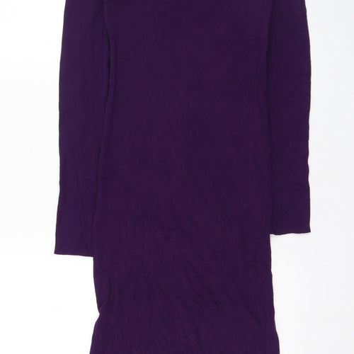 Oasis Womens Purple  Viscose Pencil Dress  Size S  Round Neck Pullover