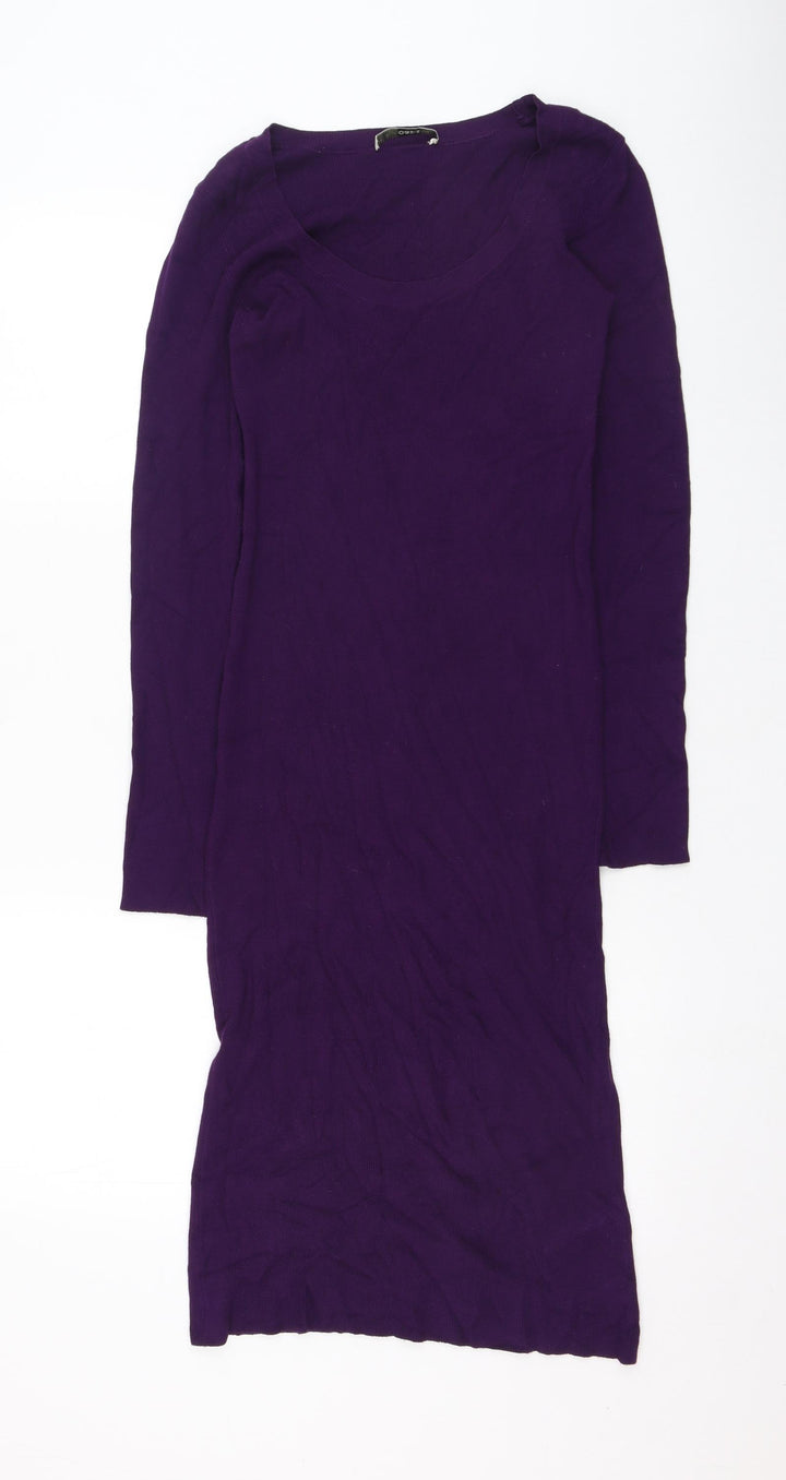 Oasis Womens Purple Viscose Pencil Dress Size S Round Neck Pullover