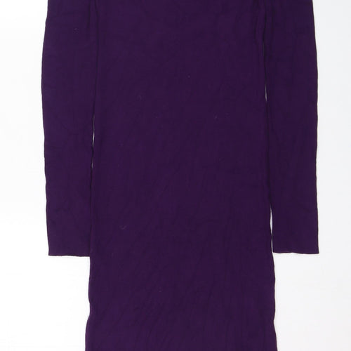 Oasis Womens Purple  Viscose Pencil Dress  Size S  Round Neck Pullover