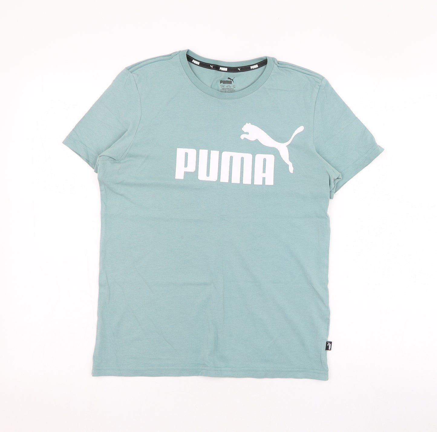 PUMA Girls Green  Polyester Basic T-Shirt Size 13-14 Years Round Neck Pullover