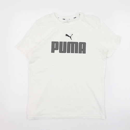 PUMA Boys Ivory  Polyester Basic T-Shirt Size 13-14 Years Roll Neck Pullover