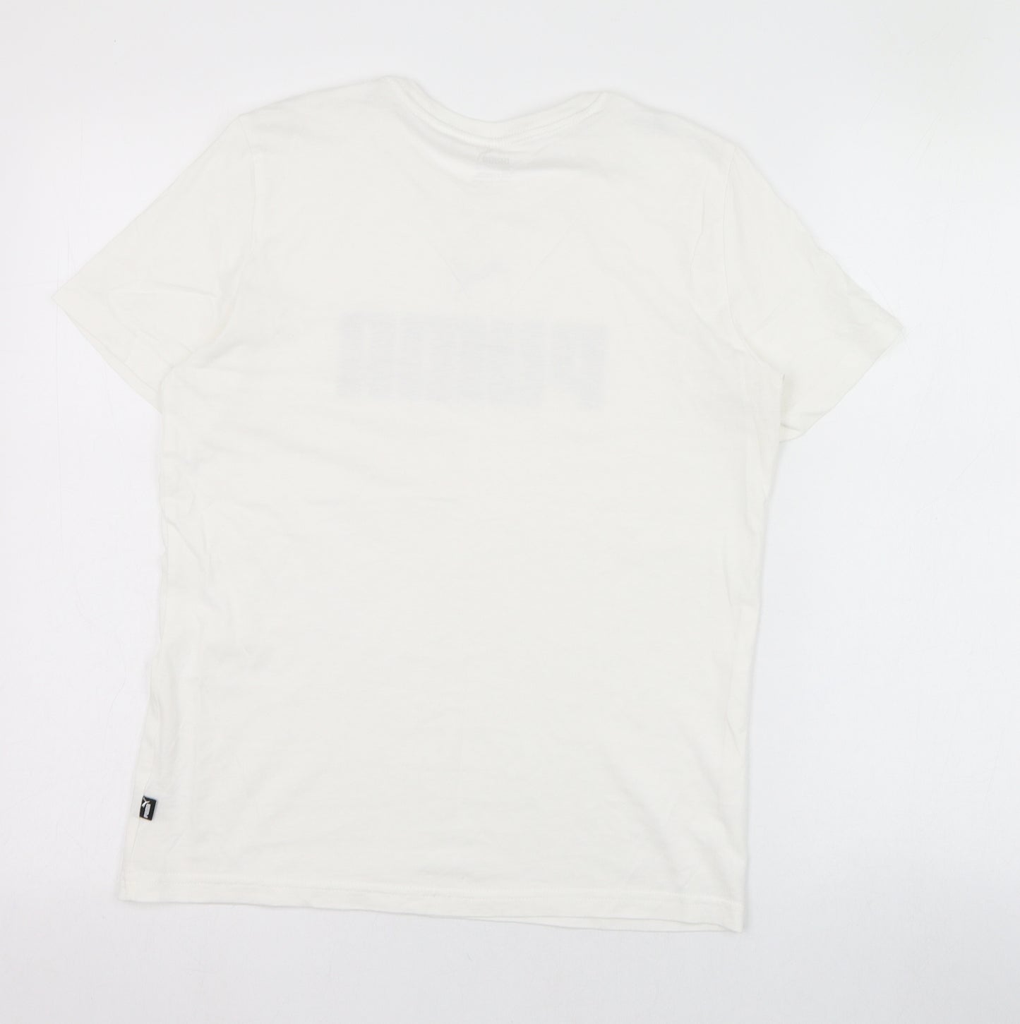 PUMA Boys Ivory  Polyester Basic T-Shirt Size 13-14 Years Roll Neck Pullover
