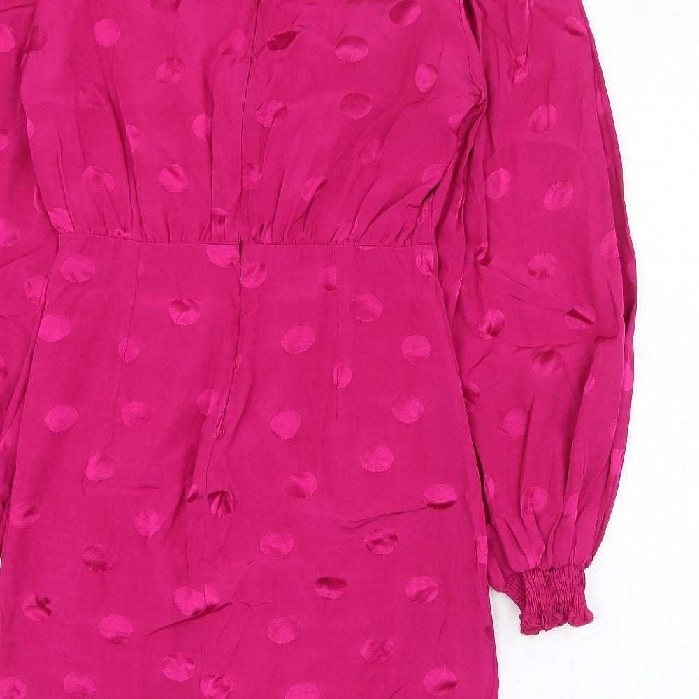 Zara Womens Pink  Polyester Mini  Size S  V-Neck Zip