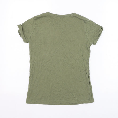 Primark Girls Green  Cotton Basic T-Shirt Size 10-11 Years Round Neck Pullover - L'amour