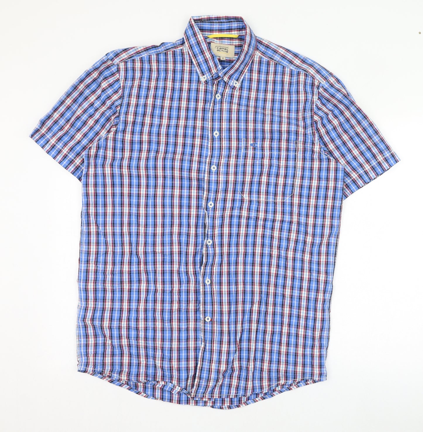 Camel Active Mens Blue Check Cotton  Button-Up Size M Collared Button