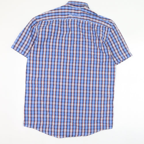 Camel Active Mens Blue Check Cotton  Button-Up Size M Collared Button