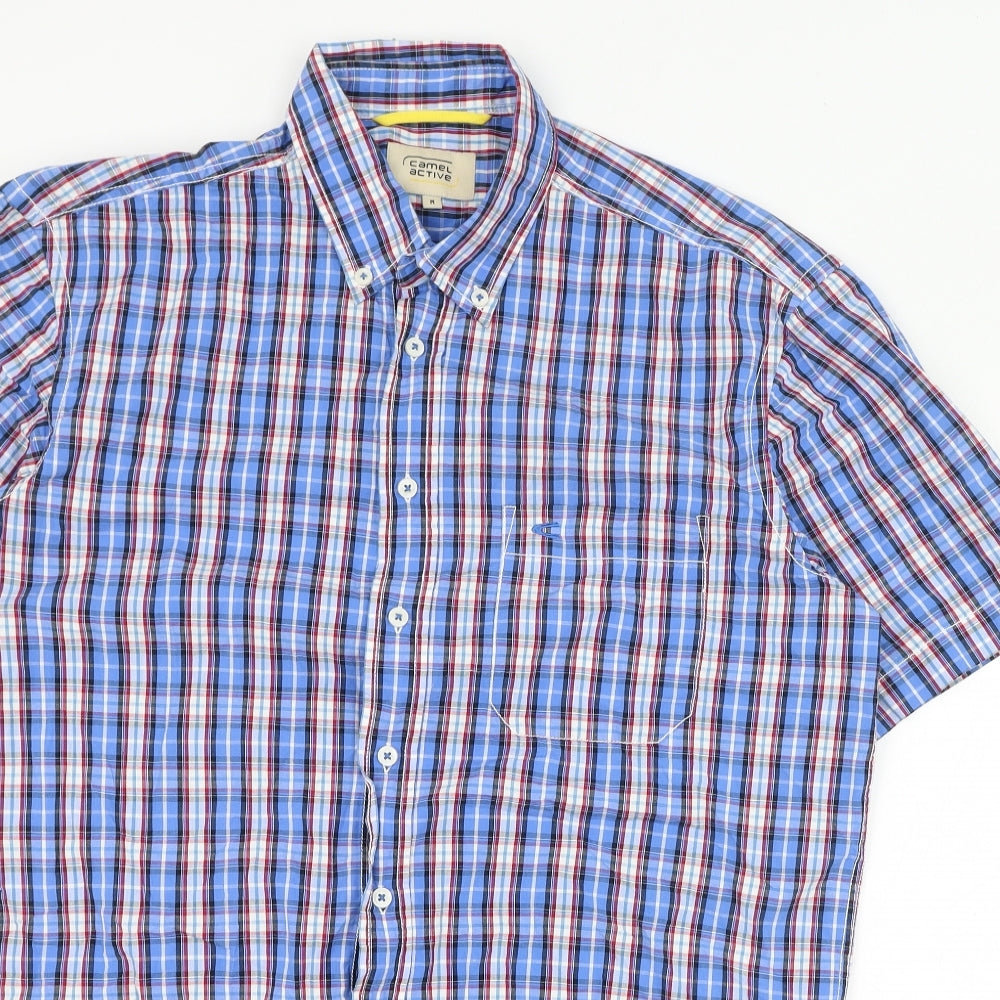 Camel Active Mens Blue Check Cotton  Button-Up Size M Collared Button